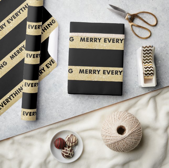 Papier Cadeau Joyeux Tout Faux Gold Parties scintillant Stripes  (Artisanat)