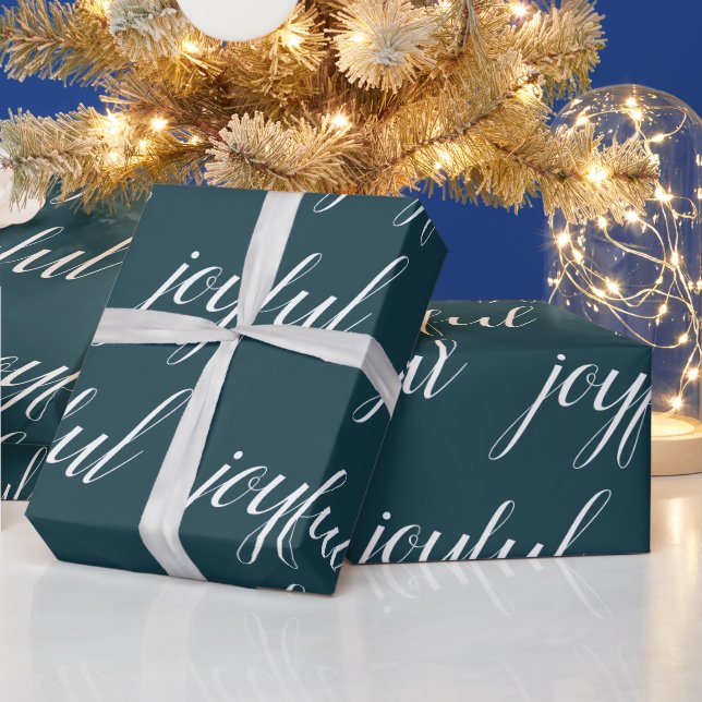 Papier Cadeau Joyeux vert de Noël moderne (Vacances)