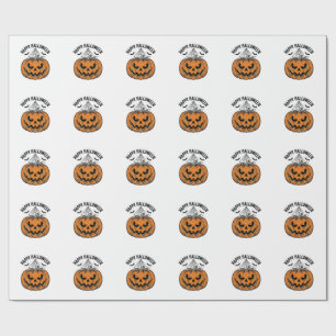 Papier Cadeau Joyeux visage de citrouille d'Halloween Création d
