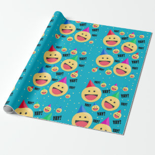 Papier Cadeau Joyeux YAY Emojis dans les fêtes des Casquettes