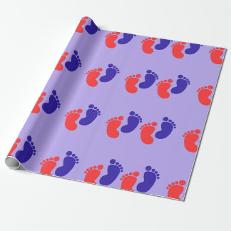 Papier Cadeau Joyful Blue Red Baby Foot Print