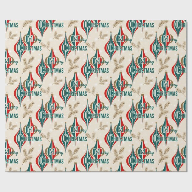 Papier Cadeau Jubilé d'ornement de Noël rétro (Plat)