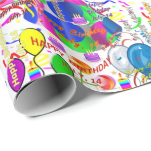 Papier Cadeau Juillet, 14 Anniversaire Cadeau Papier