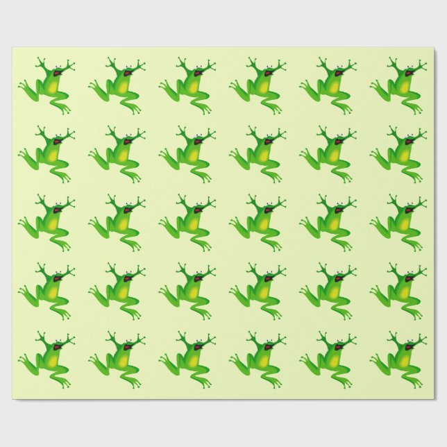 PAPIER CADEAU JUMPING GREEN FROG MOTIF (Plat)