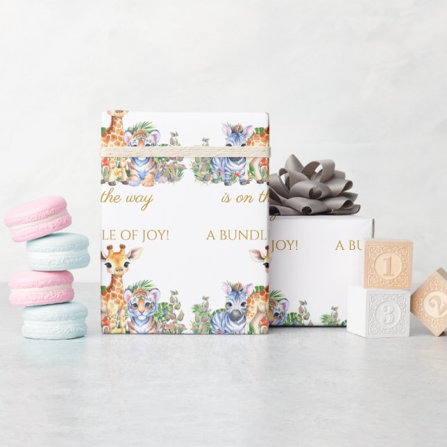Papier Cadeau Jungle Baby Zebra Giraffe et Tiger (Baby Shower)