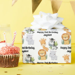 Papier Cadeau Jungle Safari 1er 2e 3e 4e Anniversaire 