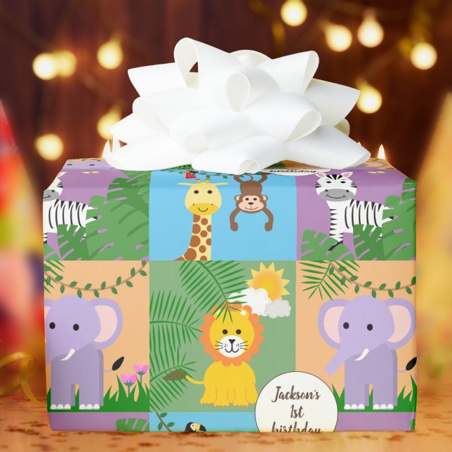 Papier Cadeau Jungle Safari animal sauvage Anniversaire de enfan (Créateur téléchargé)