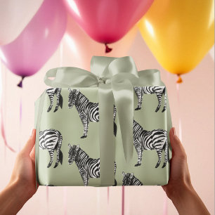 Papier Cadeau Jungle Zebra Wild Motif & Nom personnalisé