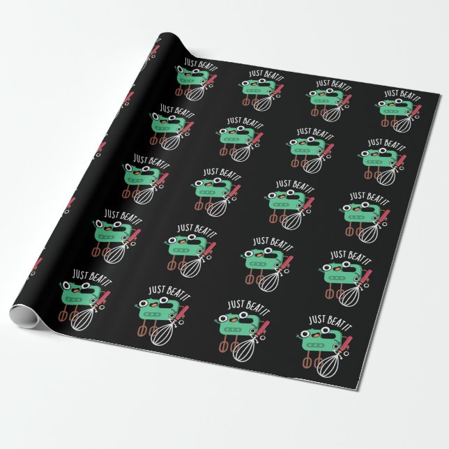 Papier Cadeau Just Beat It Funny Baking Pun Dark BG (Déroulé)