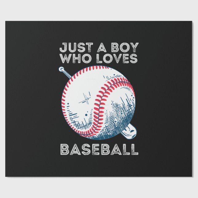 Papier Cadeau Juste un garçon qui aime le baseball (Plat)