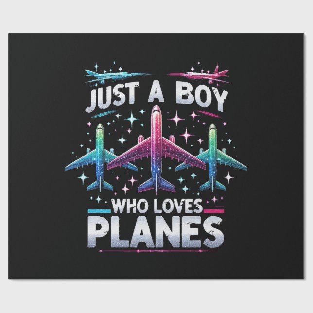 Papier Cadeau Juste un garçon qui aime les avions (Plat)