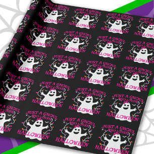 Papier Cadeau Juste Une Fille Qui Aime Halloween mignon Fantôme