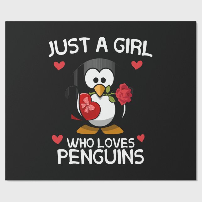 Papier Cadeau Juste une fille qui aime les pingouins (Plat)