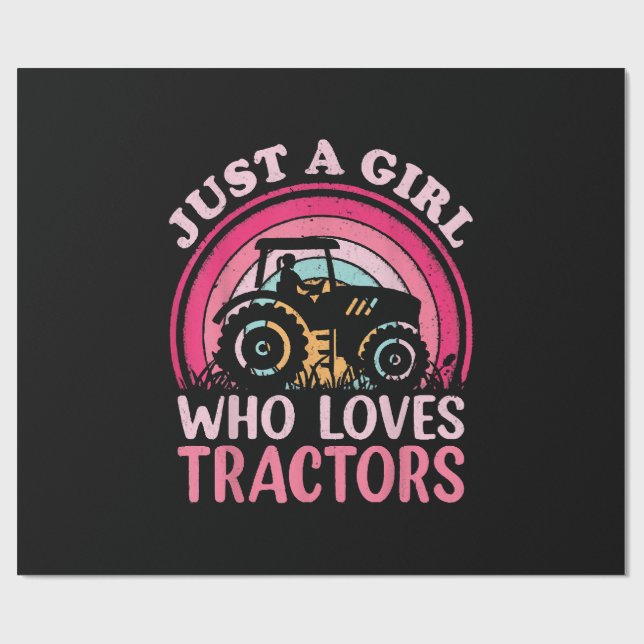 Papier Cadeau Juste Une Fille Qui Aime Les Tracteurs (Plat)