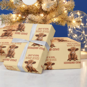 Papier Cadeau Juste une fille qui aime les vaches Highland
