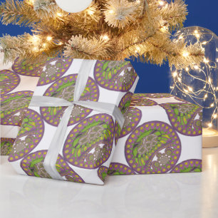 Papier Cadeau Kaleidoscope africain violet et jaune traditionnel