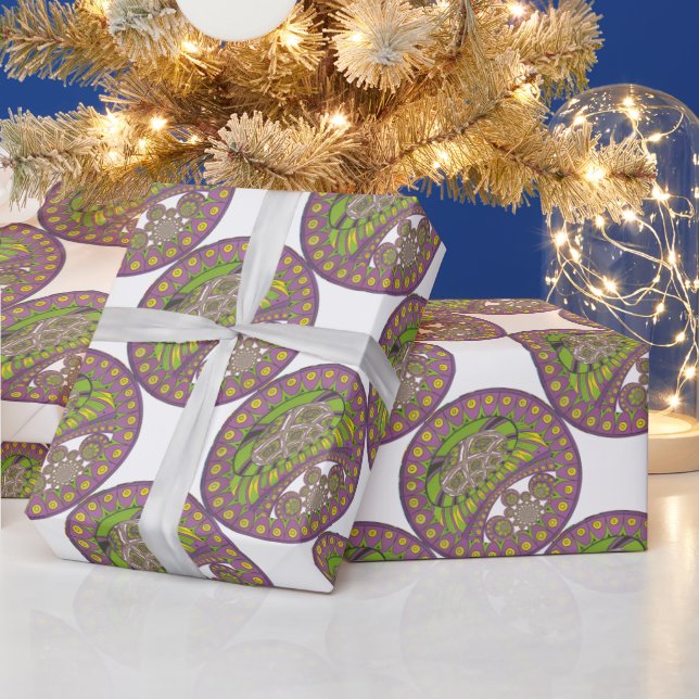 Papier Cadeau Kaleidoscope africain violet et jaune traditionnel (Vacances)