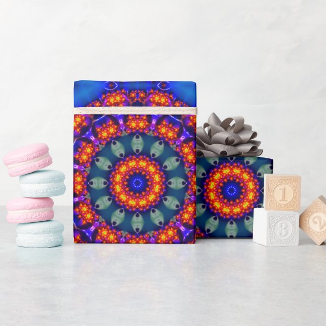 Papier Cadeau Kaléidoscope bleu lumineux  (Baby Shower)