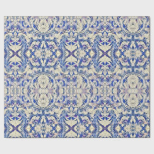 Papier Cadeau Kaleidoscope Delft Carrelage Motif en bleu et blan