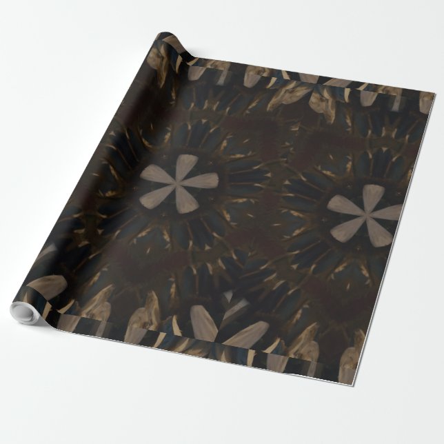 Papier Cadeau Kaleidoscope Design Art Brown foncé (Déroulé)