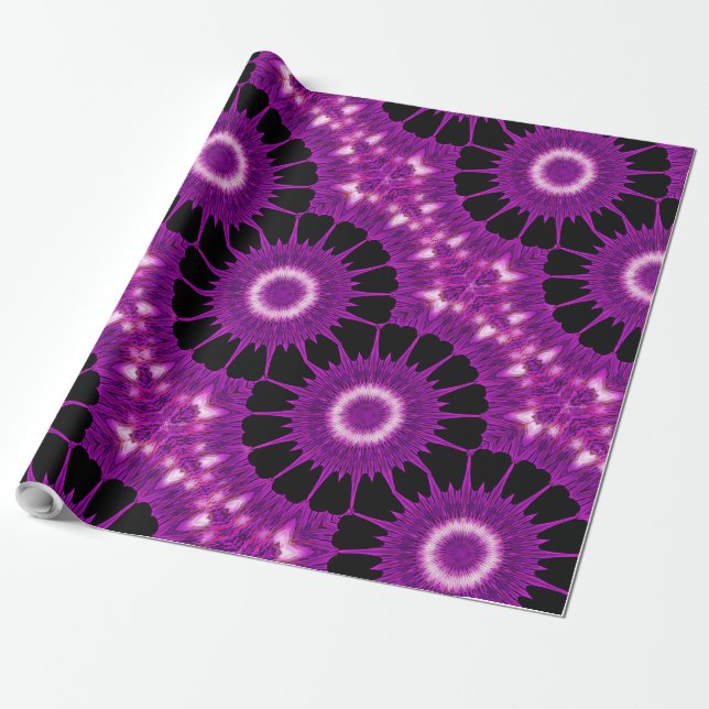 Papier Cadeau Kaleidoscope Design Art rose violet (Déroulé)