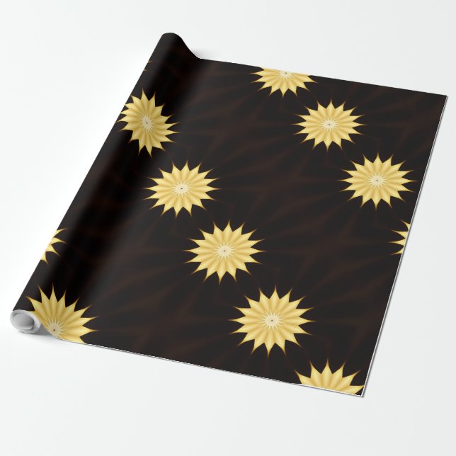 Papier Cadeau Kaleidoscope Design Bright Yellow Star (Déroulé)
