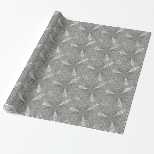 Papier Cadeau Kaleidoscopique décorative gris argent antique (Déroulé)
