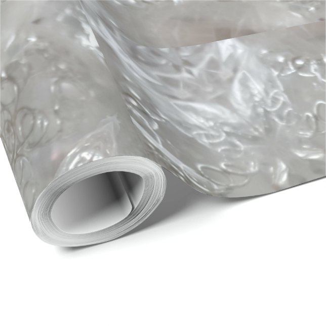 Papier Cadeau Kaleidoscopique décorative gris argent antique (Coin rond)