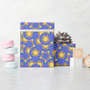 Papier Cadeau Kaleidoscopique géométrique Mandala jaune et viole