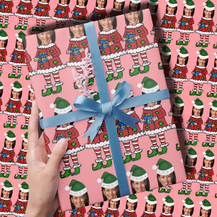 Papier Cadeau Kamala Custom Face photo Elf Christmas Funny Pink