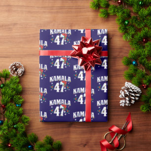Papier Cadeau Kamala Harris 47 Président Joyeux Noël Père Noël