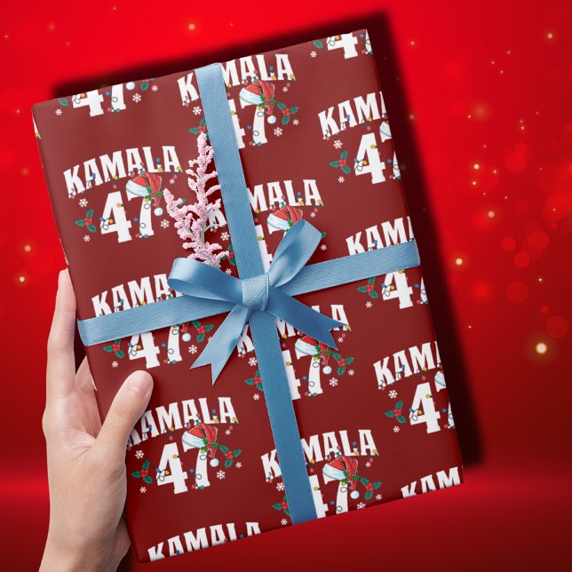 Papier Cadeau Kamala Harris 47 Président Joyeux Noël Père Noël (Créateur téléchargé)