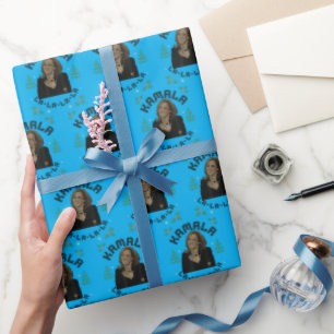 Papier Cadeau Kamala Harris Christmas Blue