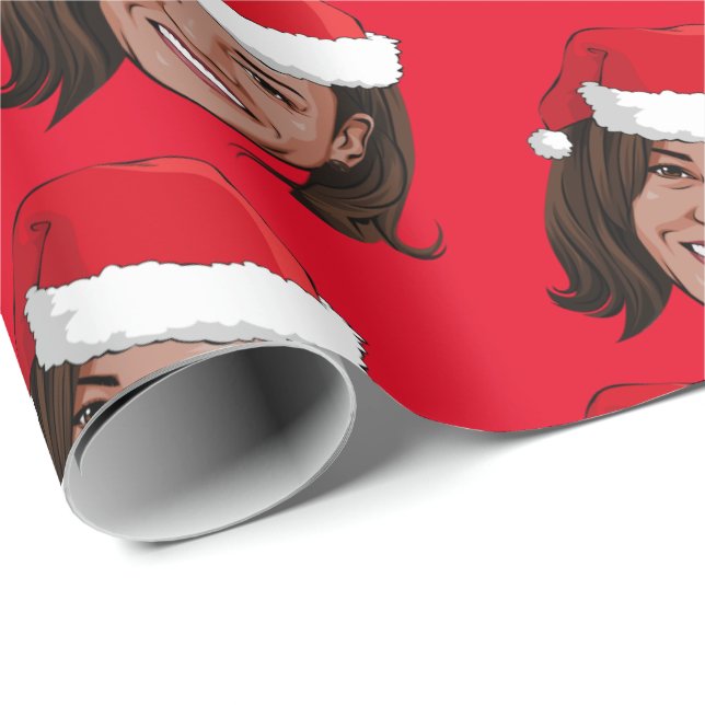 Papier Cadeau Kamala Harris Noël (Coin rond)