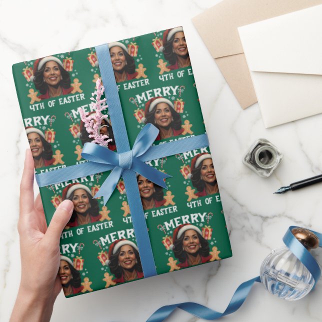 Papier Cadeau Kamala Harris Noël Père Noël Joyeux 4 de Pâques (Cadeaux)