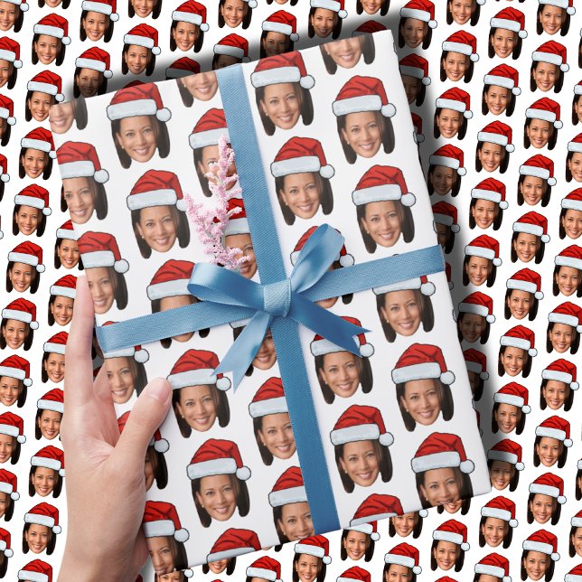 Papier Cadeau Kamala Harris Santa Hat Noël drôle (Créateur téléchargé)