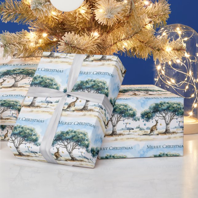 Papier Cadeau Kangaroo et Emu Christmas Gumtree Baubles (Vacances)