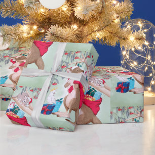Papier Cadeau Kangourou avec sac de cadeaux de Noël