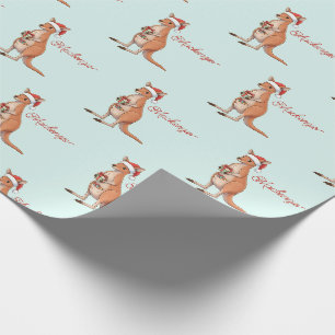 Papier Cadeau Kangourou Personnalisé Avec Chapeau De Père Noël N