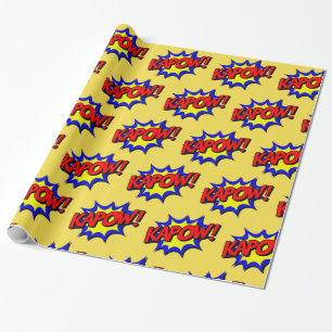 Papier Cadeau Kapow Pop Art Superhero enveloppement cadeau