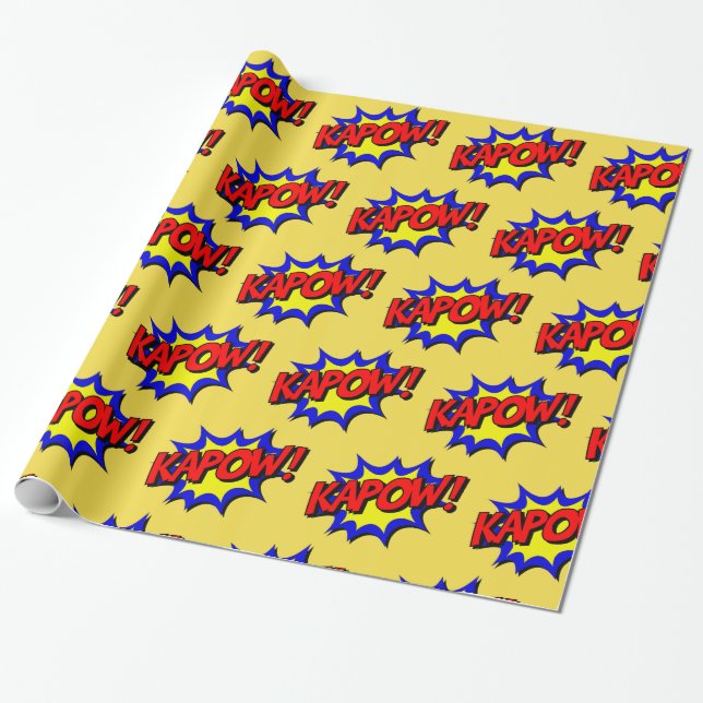 Papier Cadeau Kapow Pop Art Superhero enveloppement cadeau (Déroulé)