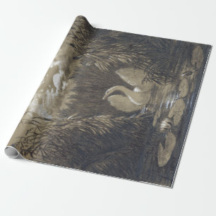 Papier Cadeau Karl Gustav Carus un cygne parmi les roseaux