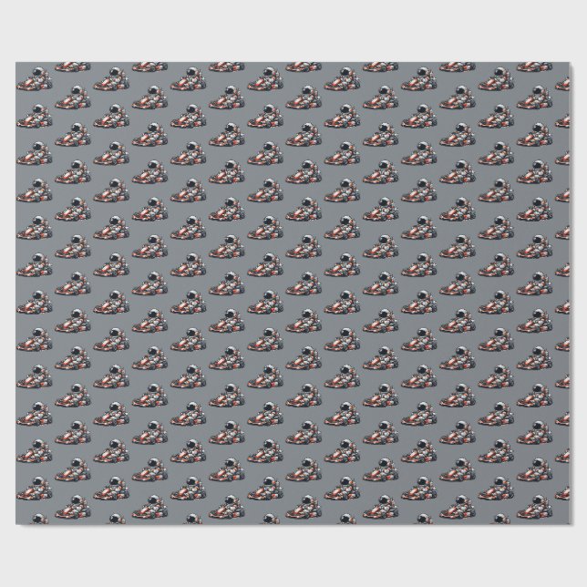 Papier Cadeau Karting d'astronaute (Plat)