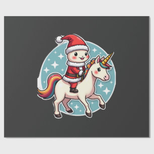 Papier Cadeau Kawaii Axolotl Licorne Xmas Santa Joyeux Noël