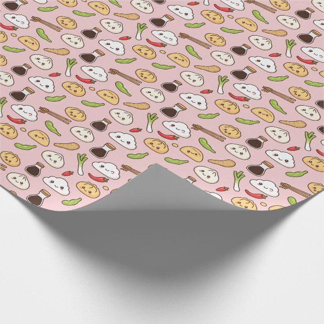 Papier Cadeau Kawaii Chinese Food theme Wrapping Paper (Coin)