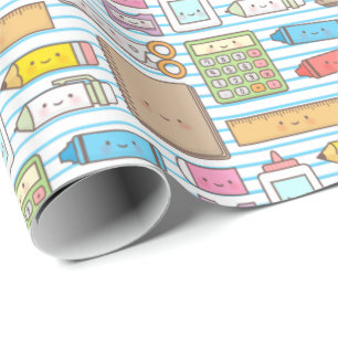 Papier Cadeau Kawaii de nouveau au motif de fournitures