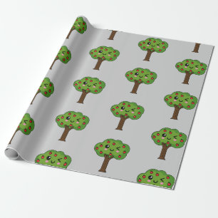 Papier Cadeau Kawaii Joyeux Pommier À Voie