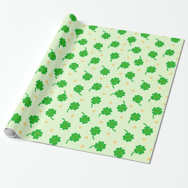 Papier Cadeau Kawaii Lucky Clover (Déroulé)