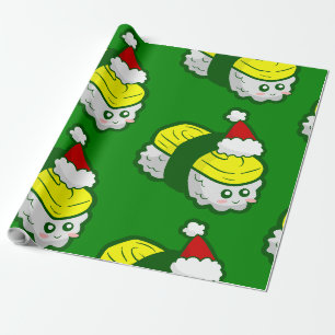Papier Cadeau kawaii noël tamago sushi père Noël