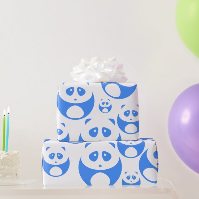 Papier Cadeau Kawaii Panda Baby Motif bleu et blanc (Cadeaux de fête)
